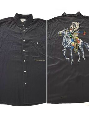 Vintage Otto Kern 100% Silk Western Graphic Button Down Shirt XL 5
